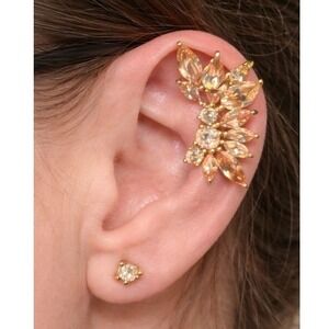 T+J Designs Champagne Crystal Wing Cuff Earring Set *NEW*